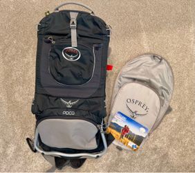 Osprey Poco kids, baby hiking backpack back pack Koala grey.  Like New