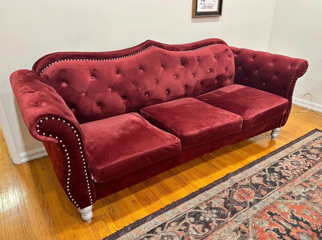Red Velvet Couch