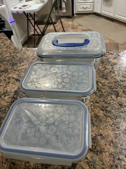 LocknLock 6-Piece Glass Food Storage Set – 3 Containers with Locking Lids & Carry Handle