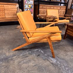 Wood and Leather MCM Style Armchair - Harry