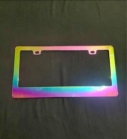 Oil slick license plate frame