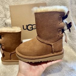 UGG INFANT TODDLER SIZE 7 CHESTNUT BAILEY BOW ll 