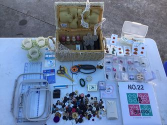 Antique Japanese AZAR wicker sewing box HOBBYRA quilting embroidery card Vintage buttons weaving crochet looms cutting tools lace thread