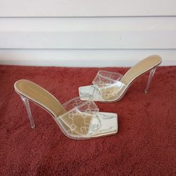 Lemonade Clear Bing Out High Heel Mules SZ 8.5