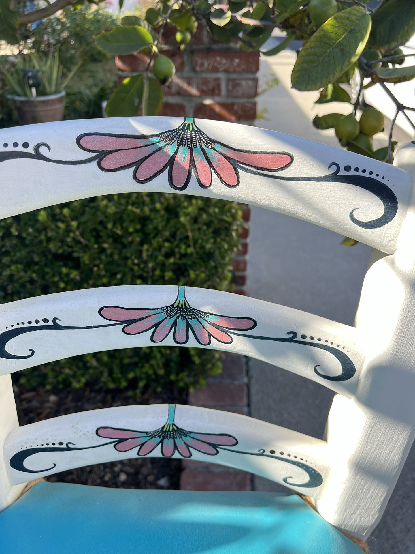 Beautiful hand painted bar stool chair rustic artist hand painted