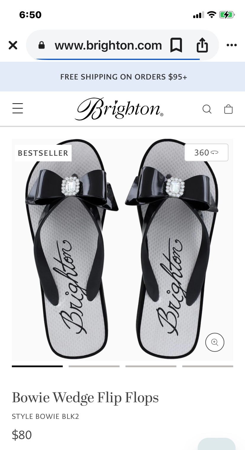 New Without Tags Brighton Bowie Wedge Flip Flops (Retail $80) - Size 8 Bowie Wedge Flip Flops Finally, a flip flop for glamour girls! These tres chic