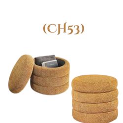 Round Ottoman with Storage, Upholstered Ottoman with Soft Padded Seat, Footrest Stool Ottoman Foot Stool for Makeup Living Room, (CH53)