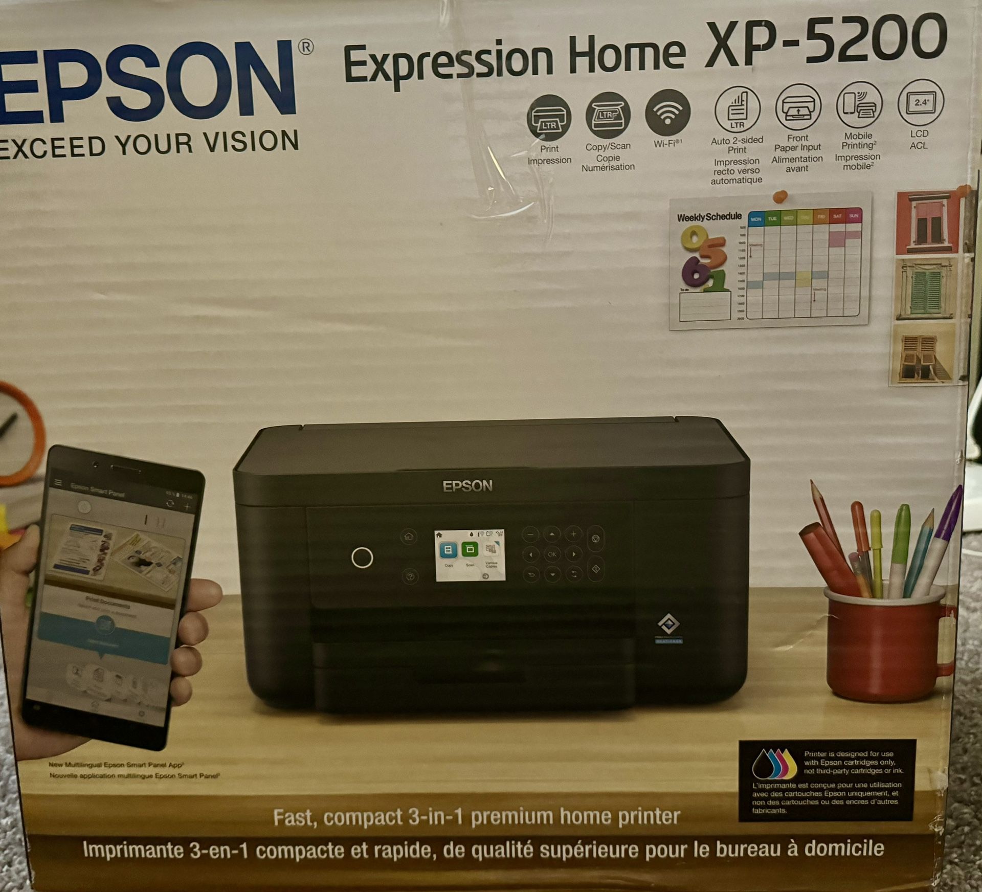 BRAND NEW - Epson Expression Home XP-5200 Wireless Color Inkjet All-in-One Printer with Scan and Copy