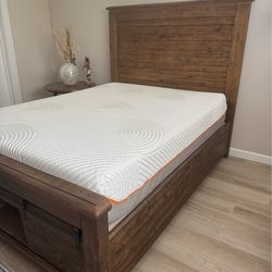 Queen size wooden  frame  with Tepir pedic mattress