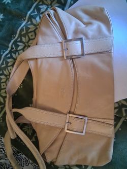 Kenneth cole Cream Leather Shoulder Bag with Buckle Detail
