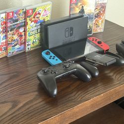 Nintendo Switch Bundle – Console, Dock, Pro Controllers, Joy-Cons & 5 Games