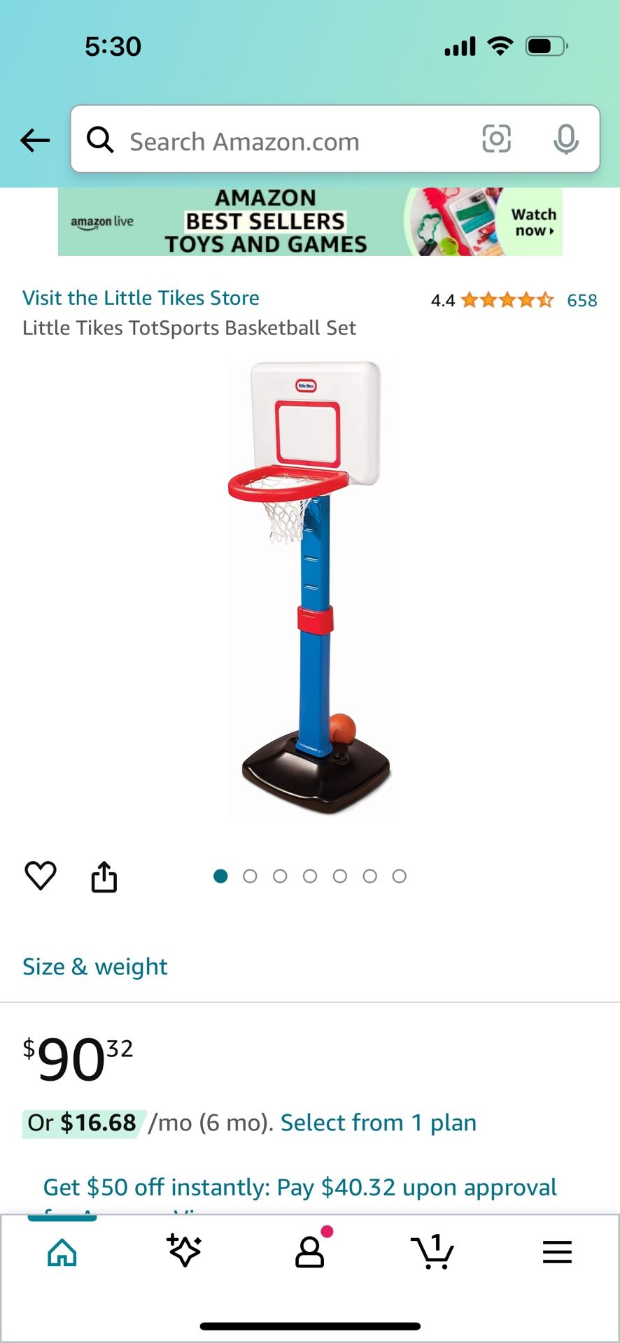 Little Times Adjustable Basketball Hoop