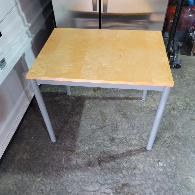 Small Ikea Table Desk - Metal Frame,  Wooden Top - 31.5" x 23.5" x 27" High 