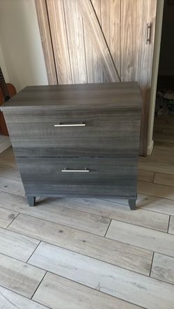 Grey wood office cabinet