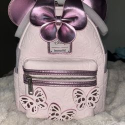 LOUNGEFLY DISNEY MINNIE MOUSE PINK BUTTERFLY MINI BACKPACK~ WITH TAGS~ BRAND NEW