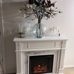 Electric Fireplace / TV Console (White) 