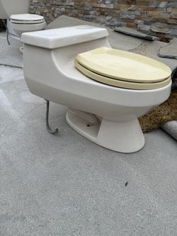 Almond Color Toilet. One Piece. 