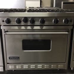 Viking 36”wide Gas Range Stove In Stainless Steel 6 Burners 