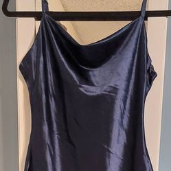Navy Blue Smooth n Silky Strappy Dress w/slit