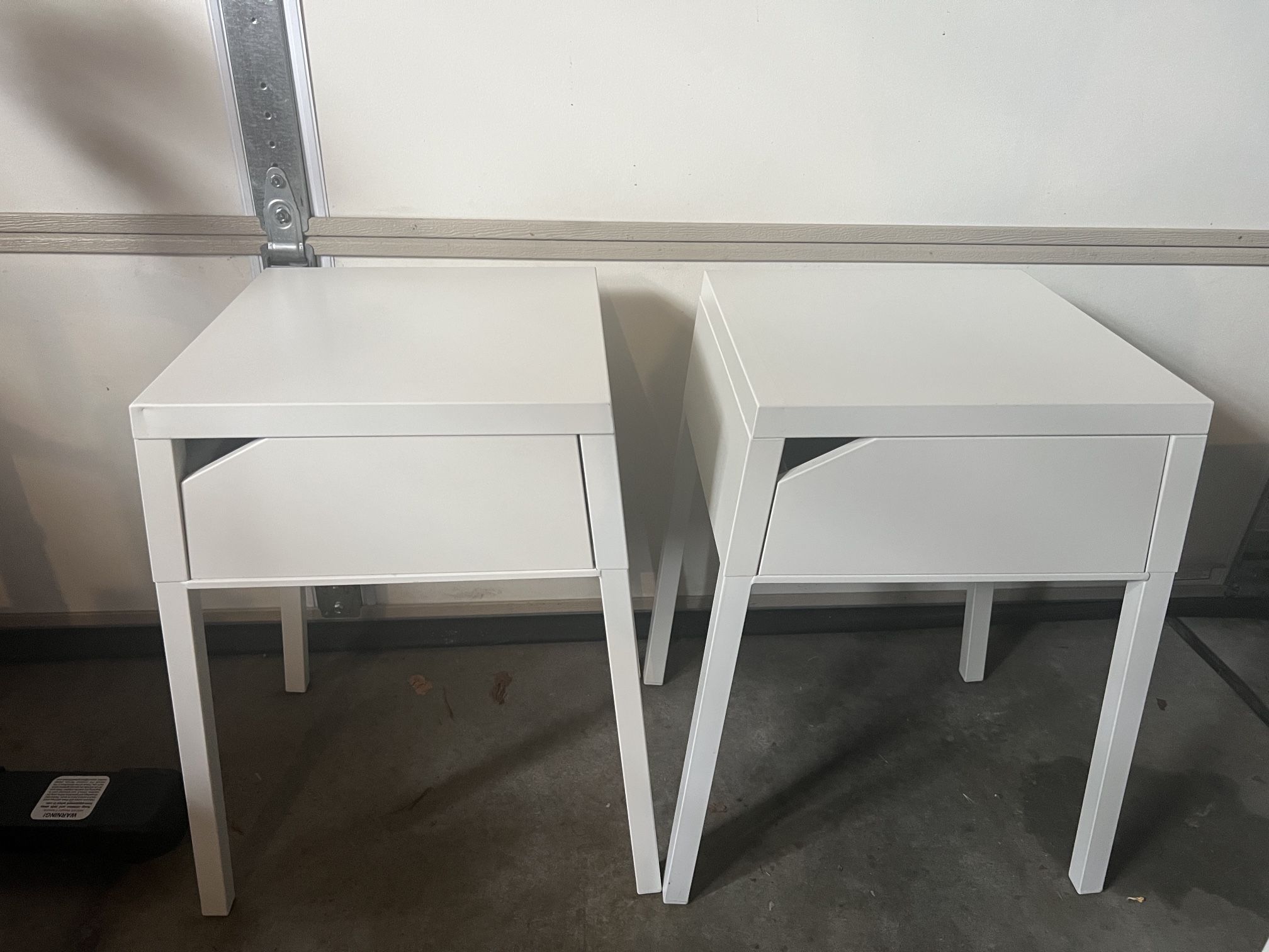 2-IKEA Selji White Metal Nightstands