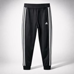 Adidas youth M black 3-stripe pants + matching jacket — set or separate One-liner: Classic Adidas tracksuit — comfy elastic waist, full-zip jacket, lo