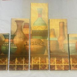 Decorative, Metalic Paint, Print Of Vases