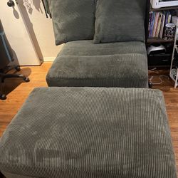 Large Corduroy Single Seat sofa with leg rest furniture