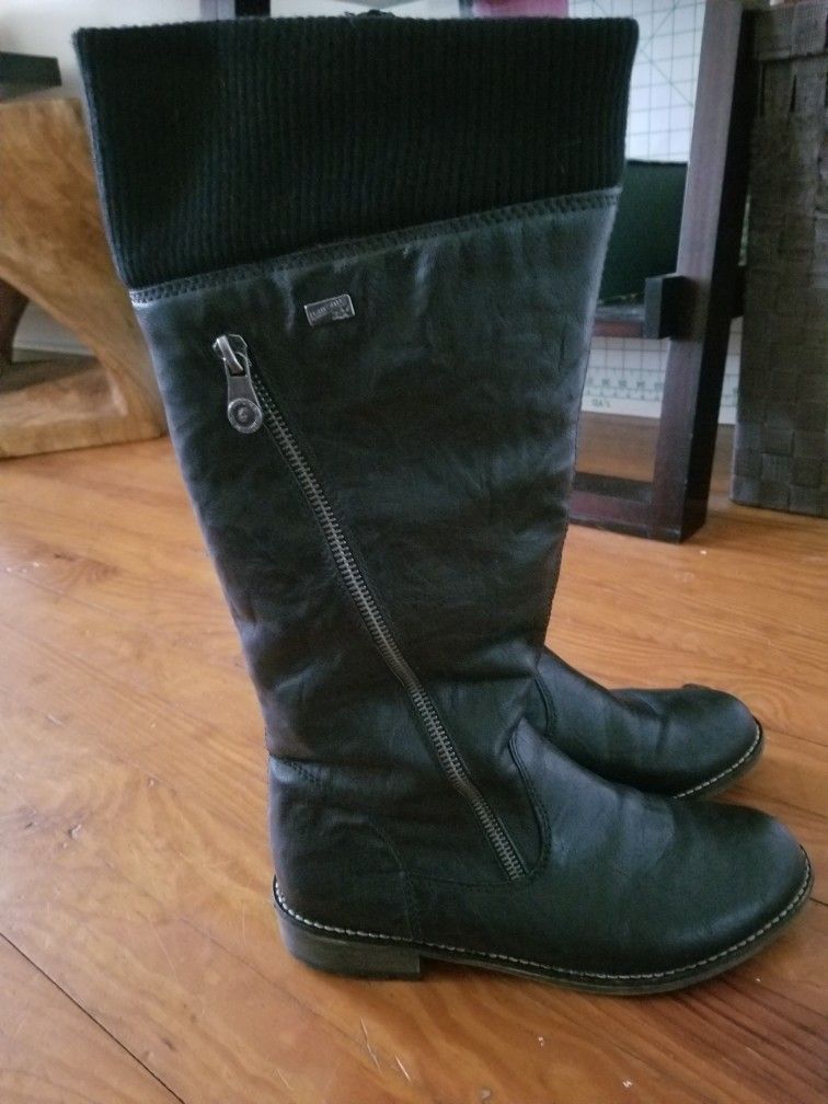 Rieker Women's Knee-high Black Boot Size 6.5(EU 37)