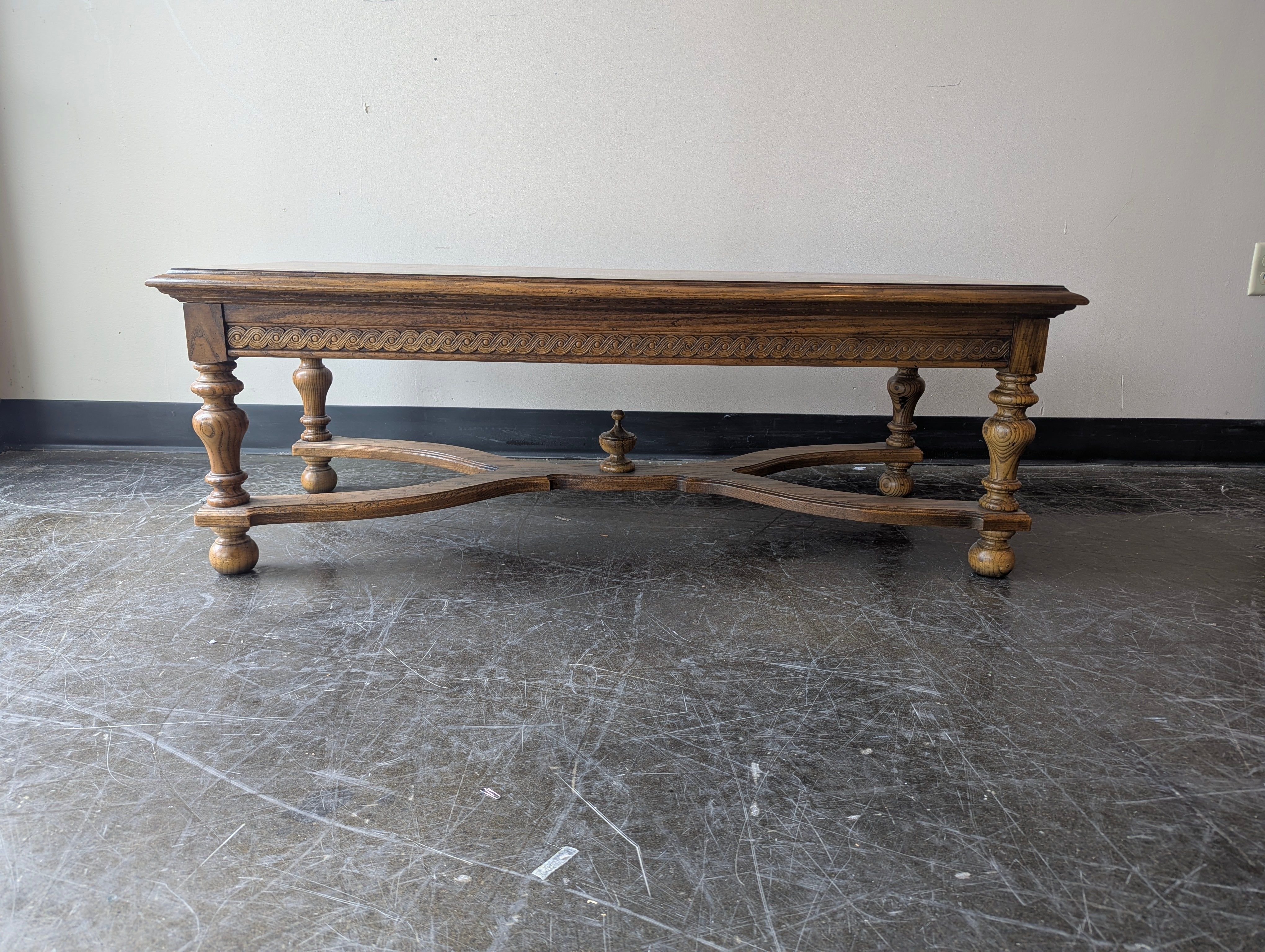 Traditional Carved Wood Rectangular Coffee Table