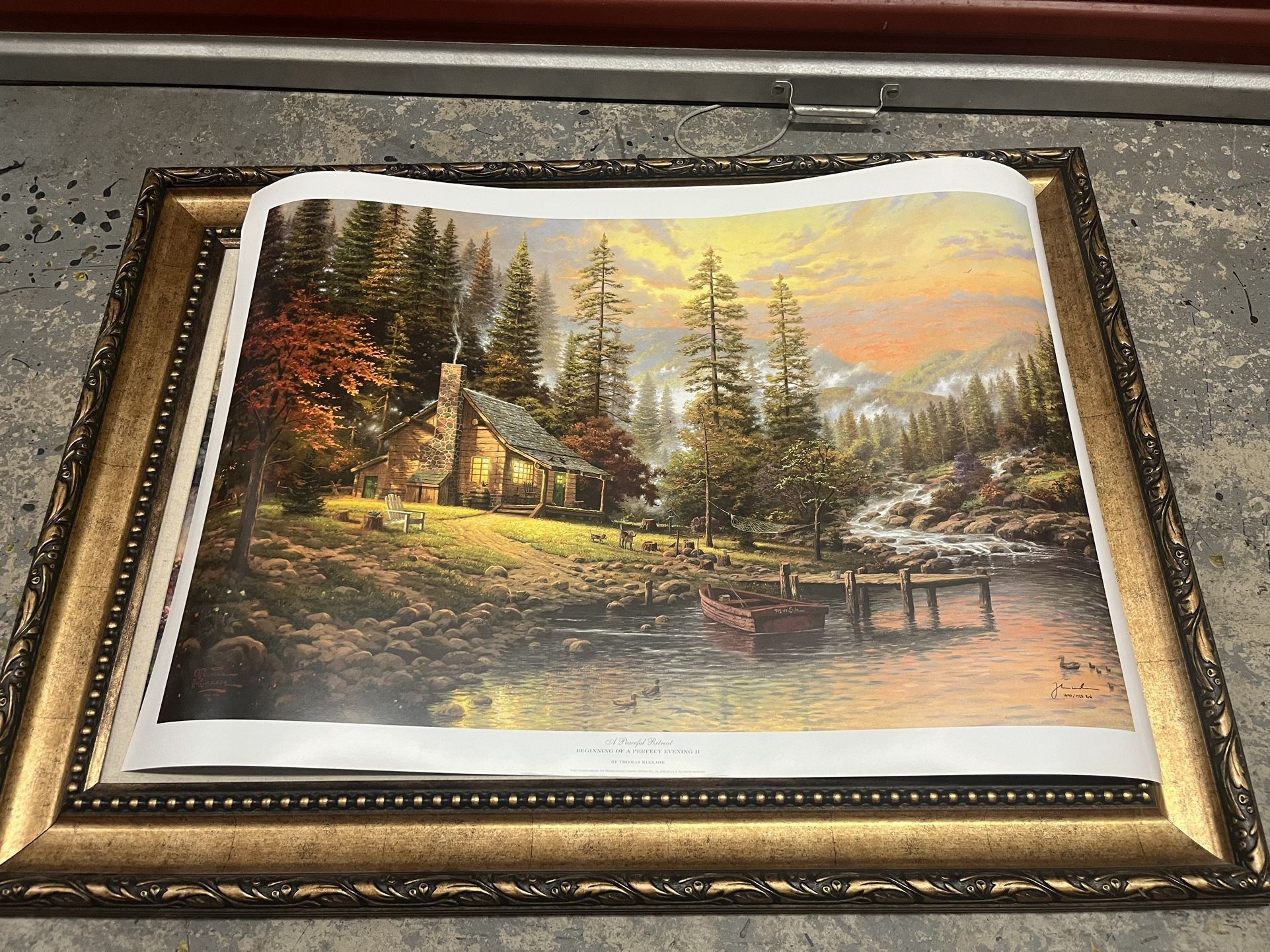 Thomas kinkade “a peaceful retreat” signed & numbered lithograph Artwork