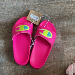 Kids Girls Champion Slides Sz 1 Hot Pink 