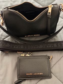 Marc Jacobs Black Leather Crossbody Bag with Card Case