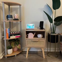 Wood nightstand and bookshelf