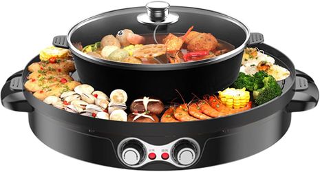 2 in 1 Hot Pot with Grill, 2200W Electric Hot Pot