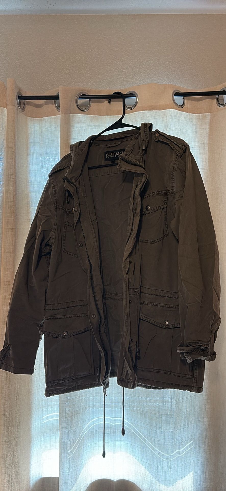 Hooded Olive Green Canvas Jacket
