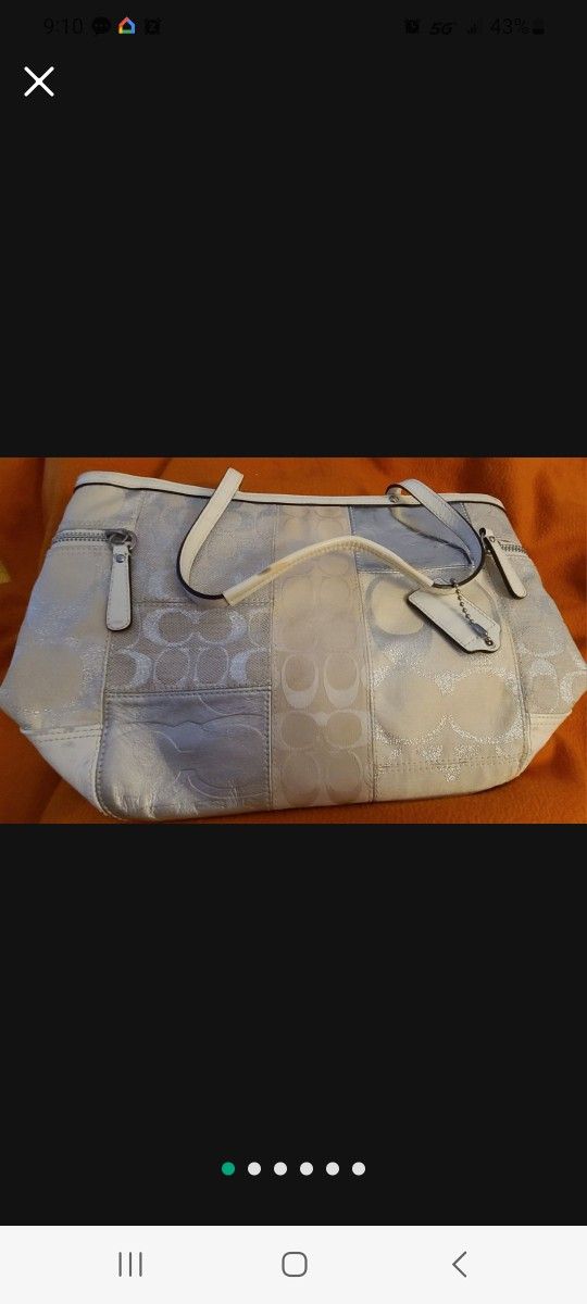 Coach Silver and White