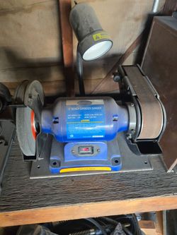 Bench grinder with  belt sander