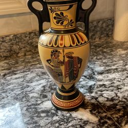 Greek Hand Made Vase Ex Cond 11” H 4” W At Top