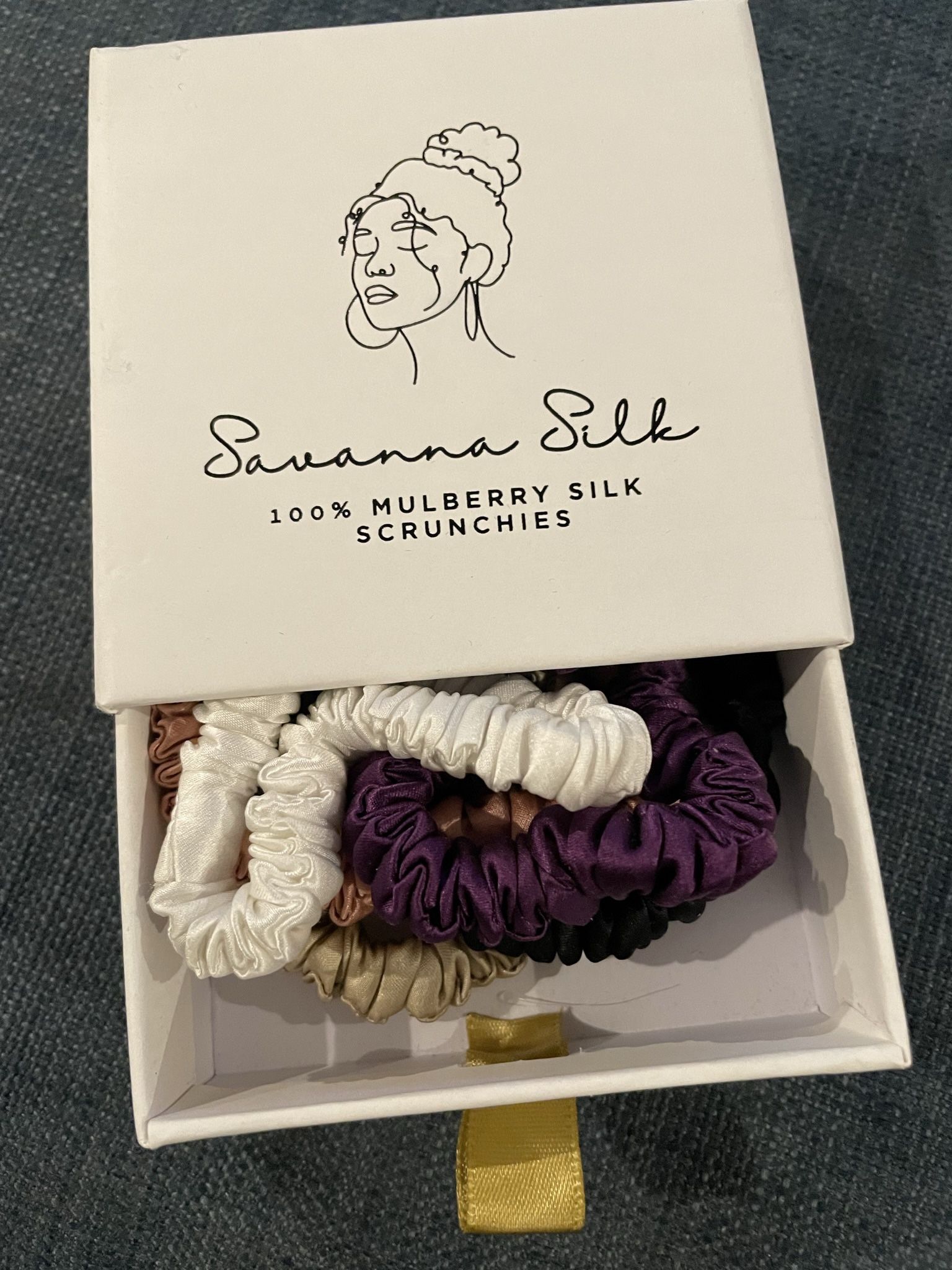 100% Mulberry Silk Skinny Scrunchies - set of 5 different colors