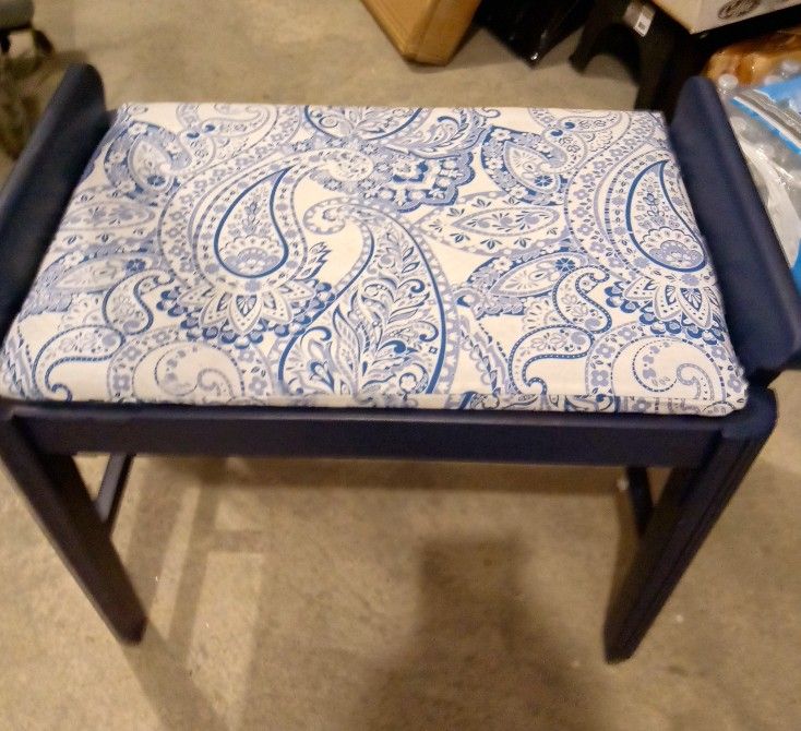 Navy Bench, Gold Tray And Paper Weight