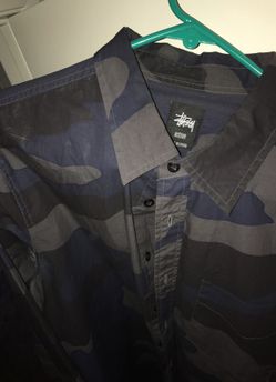 Stussy blue,grey,black Camo flannel shirt