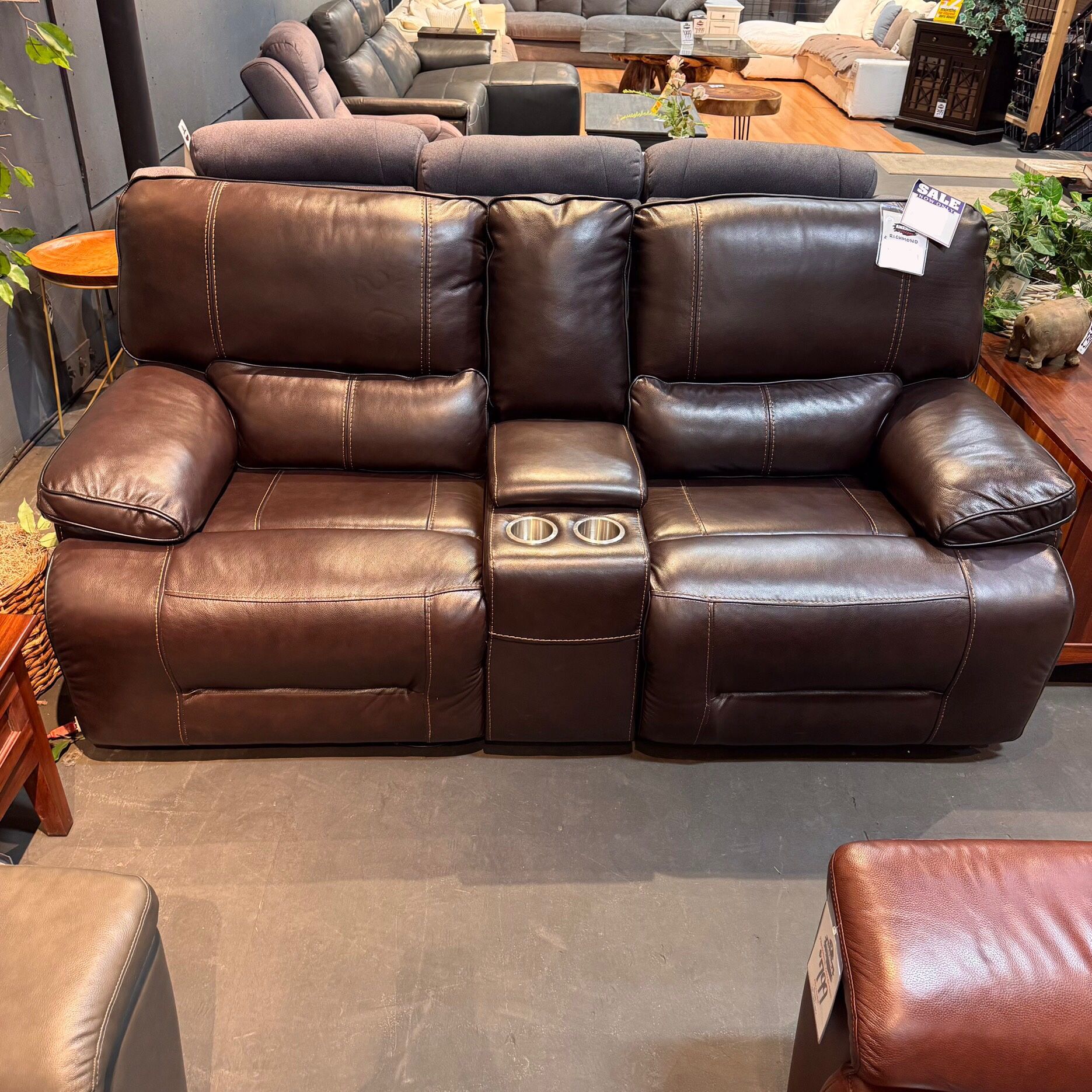 Sale! Brown Top Grain Leather Power Reclining Loveseat - Richmond 