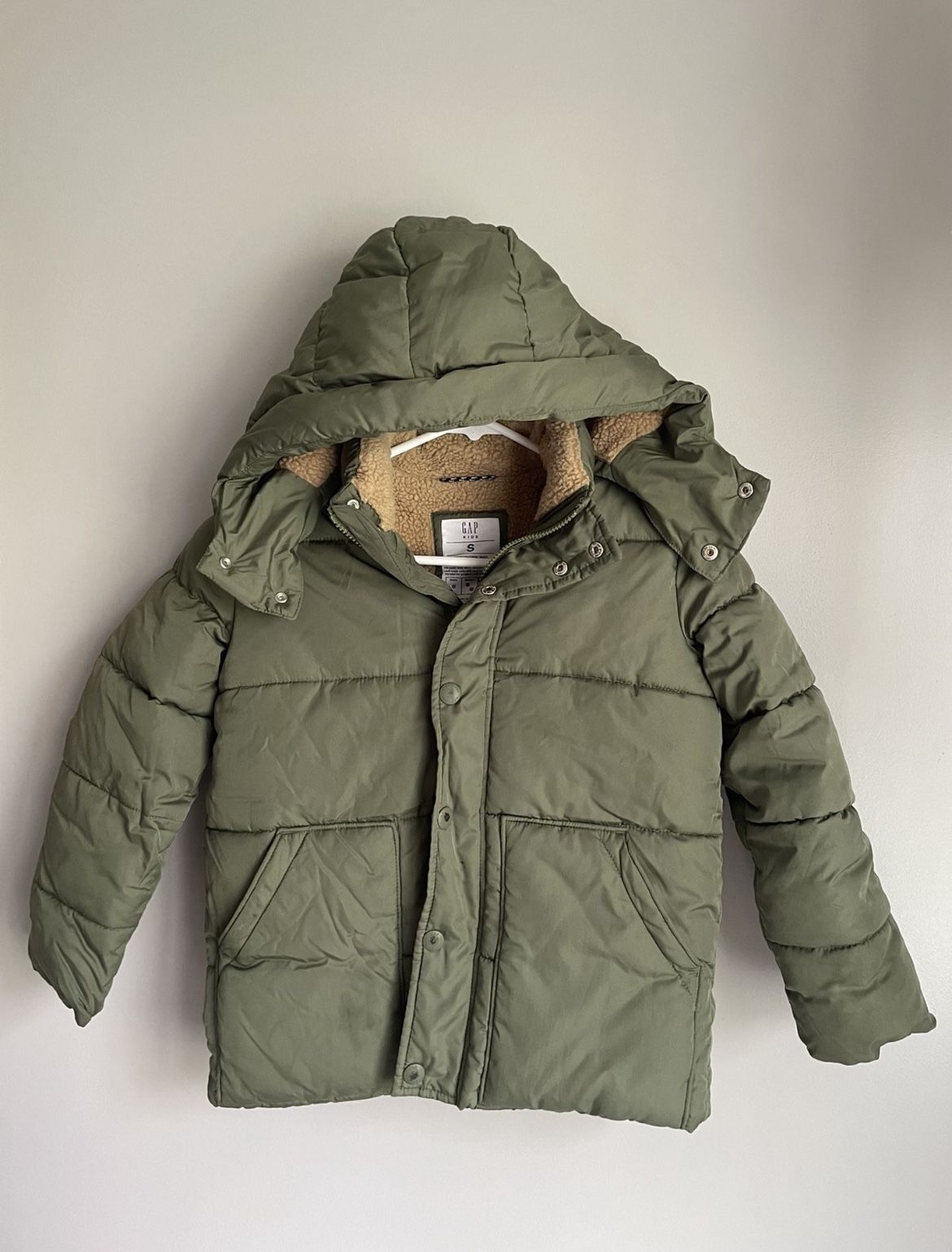 Gap Kids Boys Size Small 6/7 Winter Puffer Jacket Coat Sherpa Lined Heavy Duty Warm