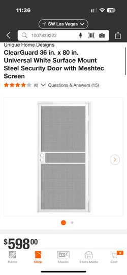 ClearGuard 36 in. x 80 in. Universal White Surface Mount Steel Security Door with Meshtec Screen