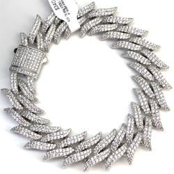 925 Sterling Silver 8” Barb Wire CZ Bracelet 70.80g 17.9mm 198090/2