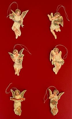 🎄Set of 6 Vintage 1979 Merrimack Victorian Angel Christmas Ornaments