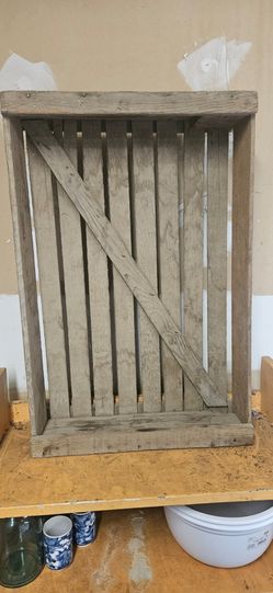 Rustic Weathered Wood Slatted Crate