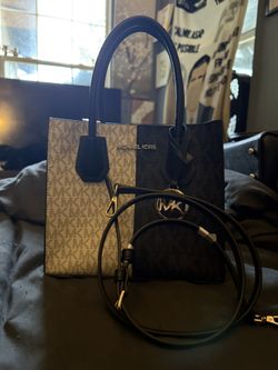 Sheila Small Two-Tone Metallic Signature Logo Satchel