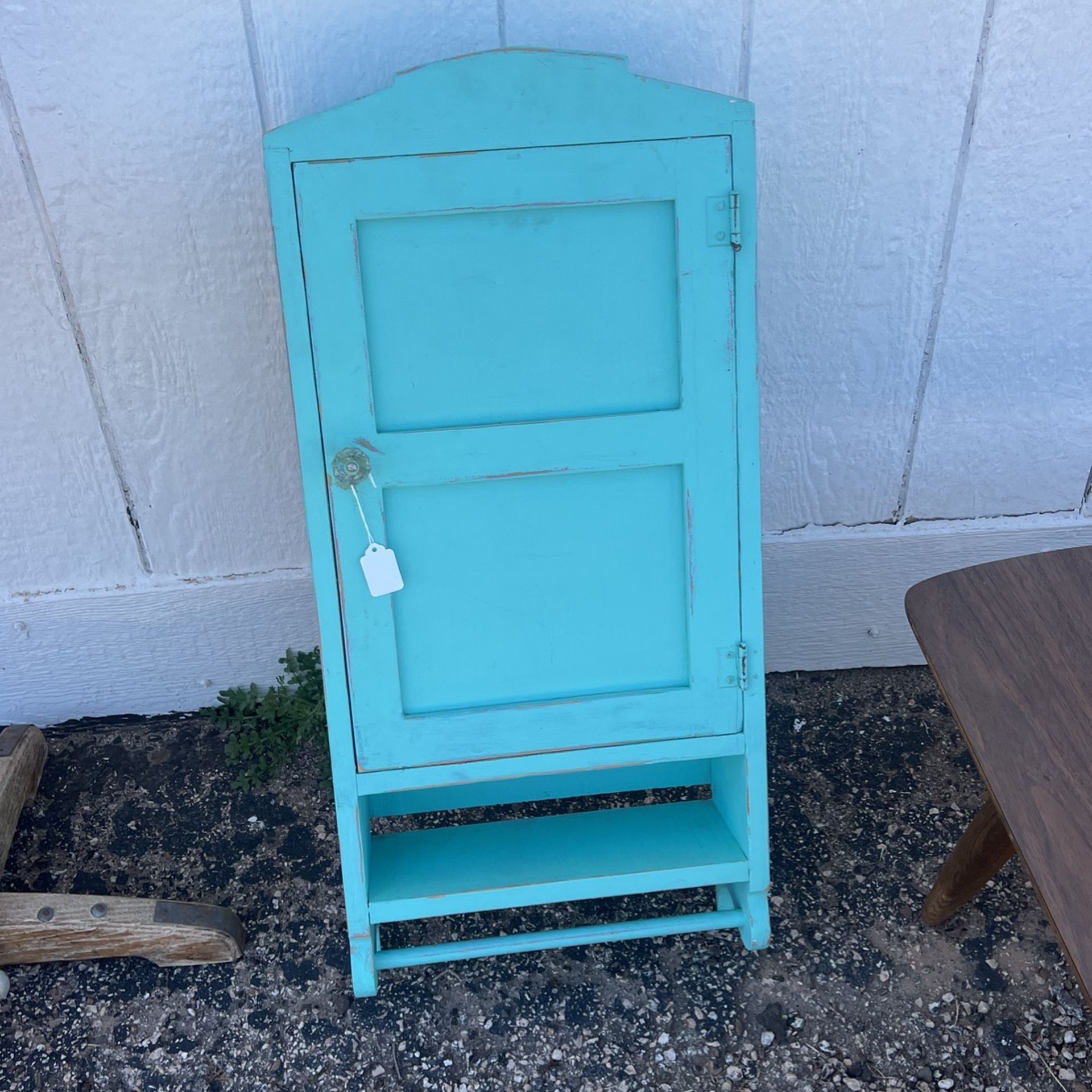 $65 Vintage distressed blue Wall cabinet