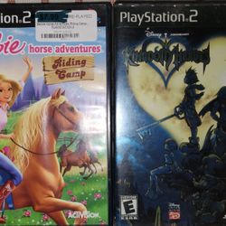 Ps2 games Kingdom hearts and barbie adventures riding camps